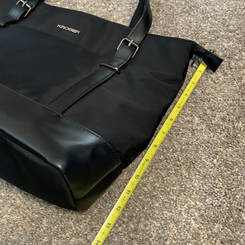 Kroser black laptop work bag, with blue inside, lots of pockets, zipper closure - Picture 9 of 11